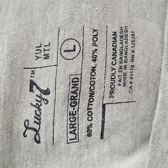 Lucky 7 Grey SS V-Neck T-shirt L - Picture 4 of 4